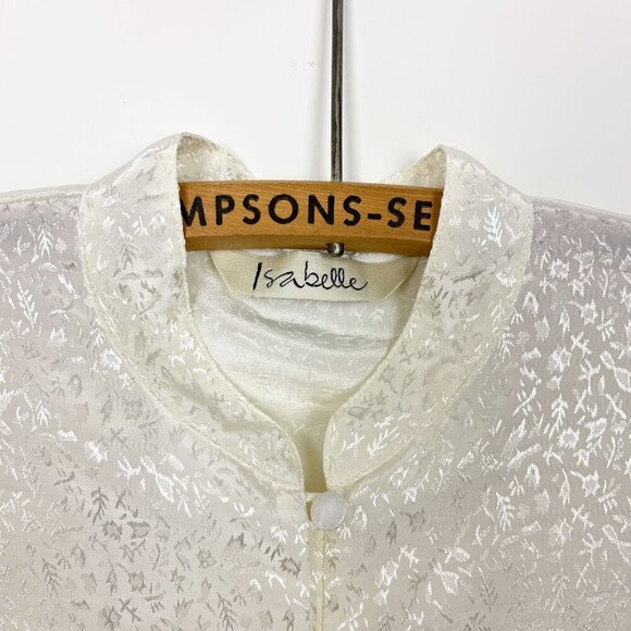 Isabelle Women's Small Satin Floral Button-Up Blouse - Shiny Oriental Print - Picture 4 of 6